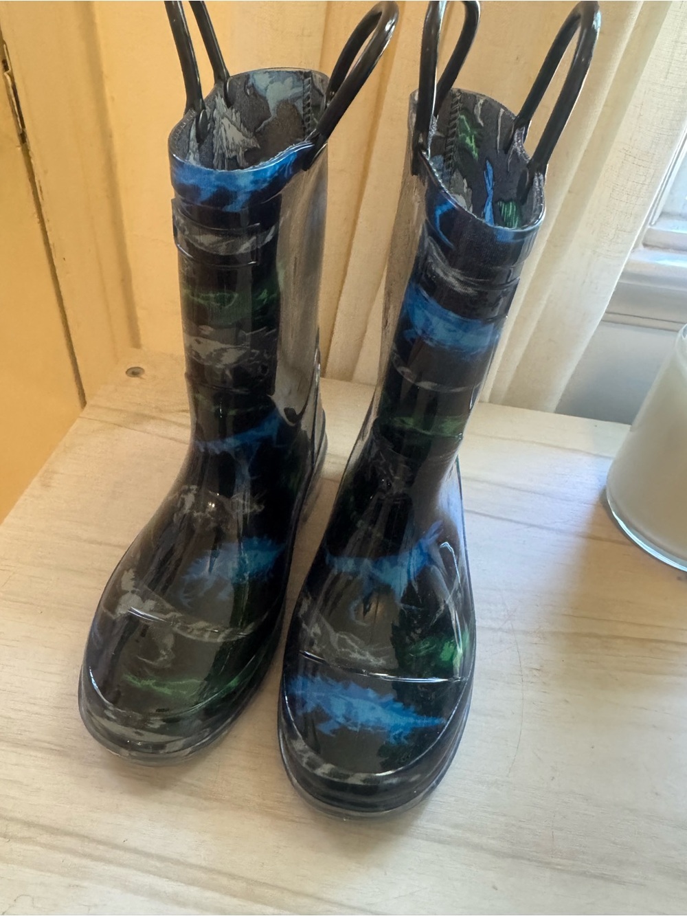 Western Chief Black Rain Boots with Neon Green Logo Accent